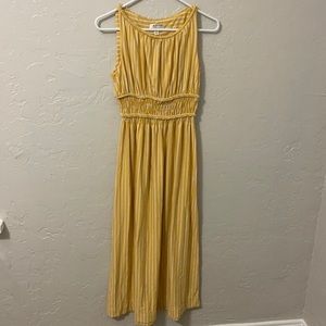 Yellow and White Striped Midi Dress